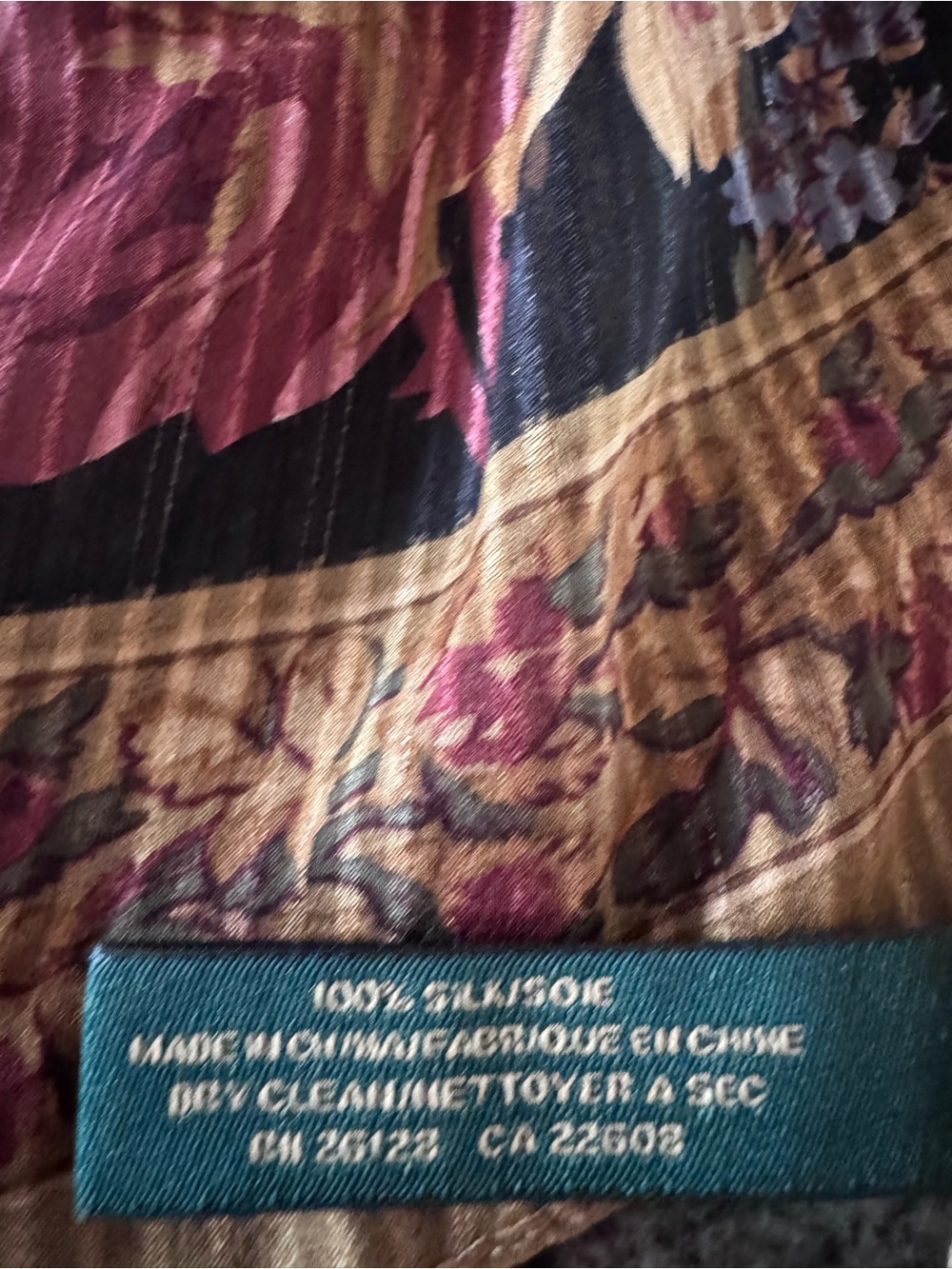 Lauren Ralph Lauren Floral Border Scarf in Black, Pink and Gold Tones - Picture 6 of 7